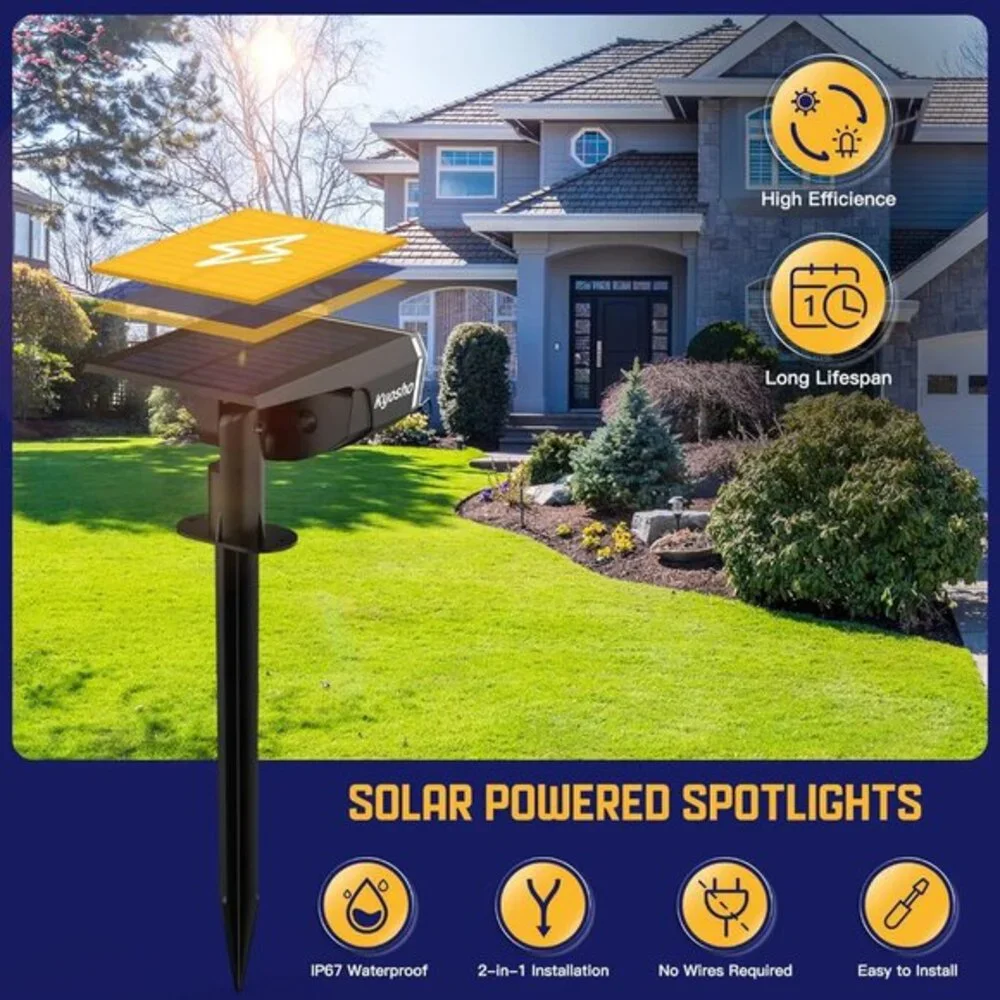 Solar Color Spot‎ Lights Outdoor 9 Lighting Modes Halloween Christmas 38 LED